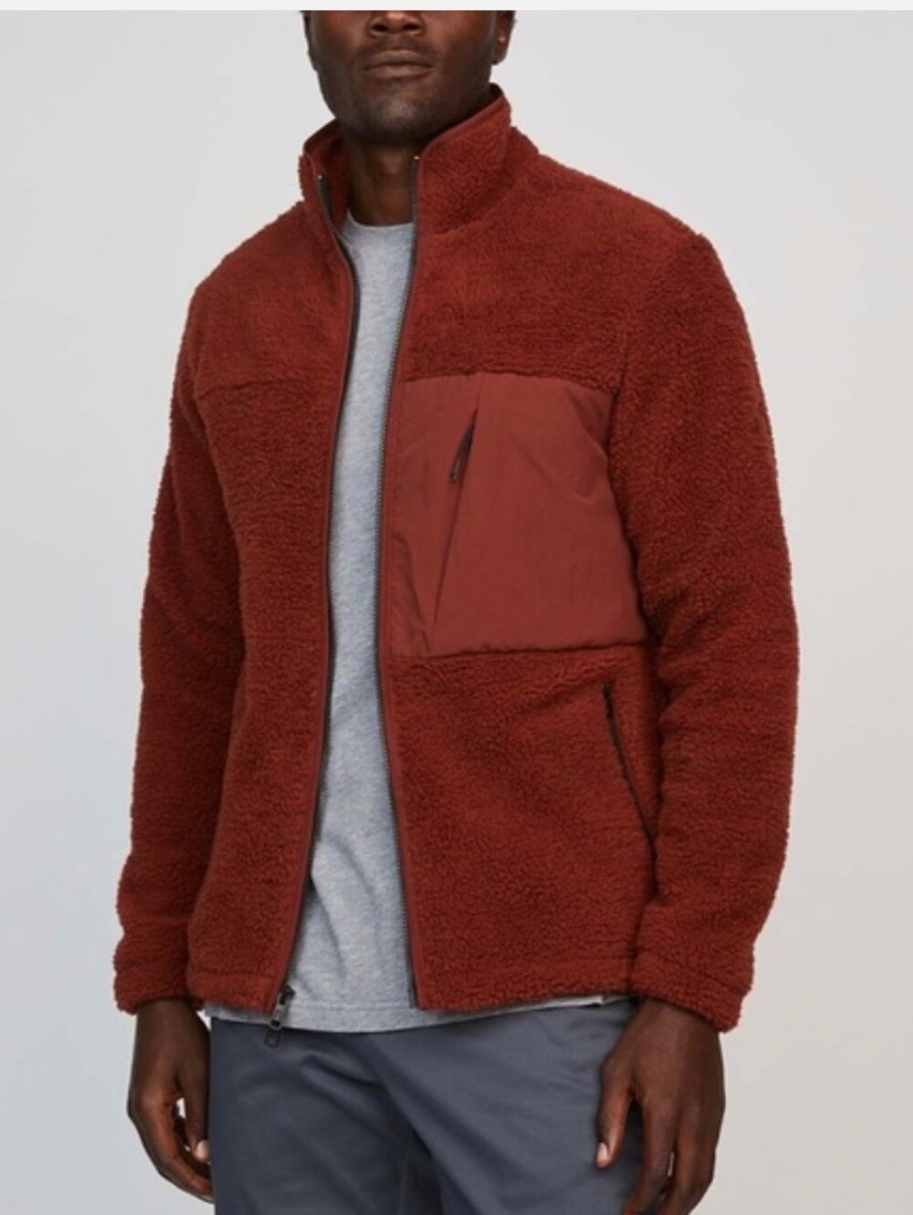Hill City Jacket Men Sz L Hydro Pile Sherpa Fleece Terracotta Hiking Outdoor EUC